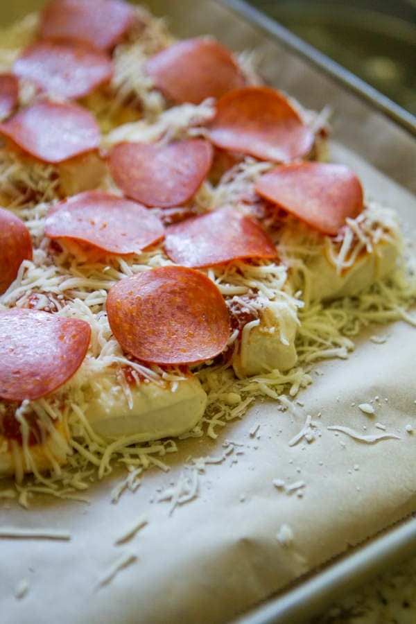 unbaked Pull Apart Pizza