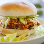 Taco Sloppy Joe with lettuce on a white plate