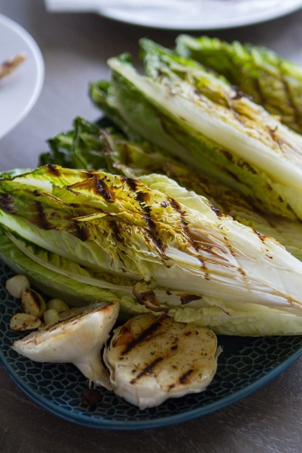 grilled lettuce and garlic