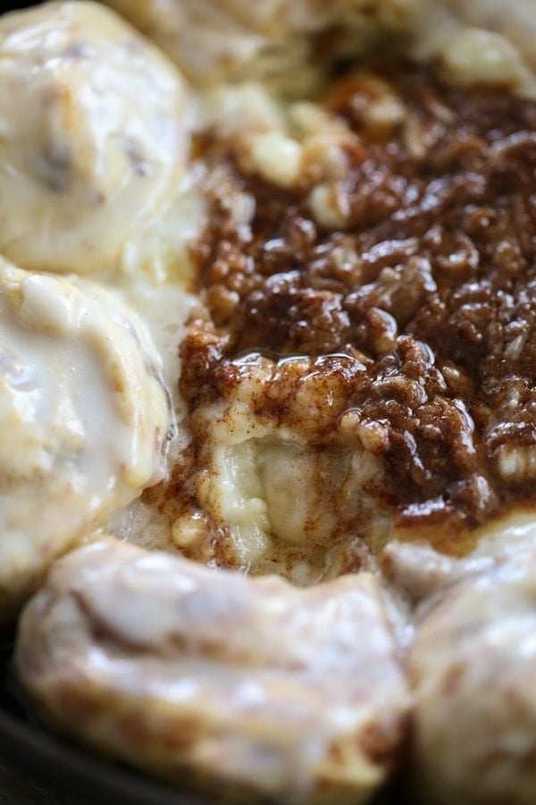 Close up of Cinnamon Roll Cheesecake Dip