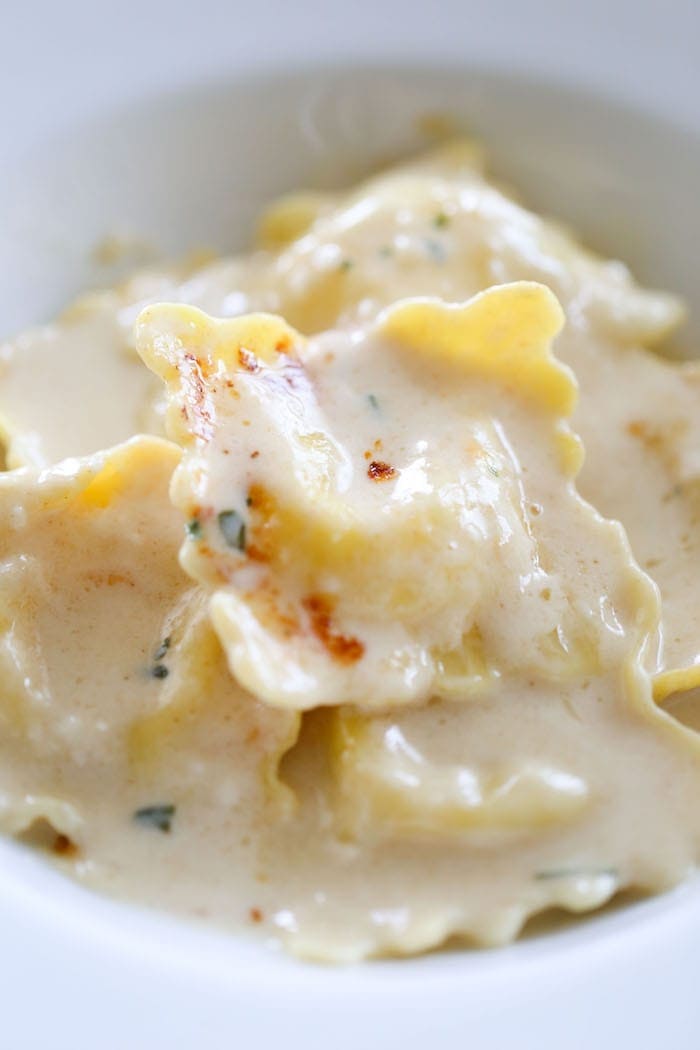 Baked Ravioli Recipe with Brown Butter Alfredo