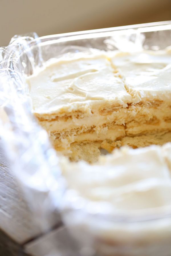 Ritz Cracker Salted Caramel Icebox Cake - Lauren's Latest