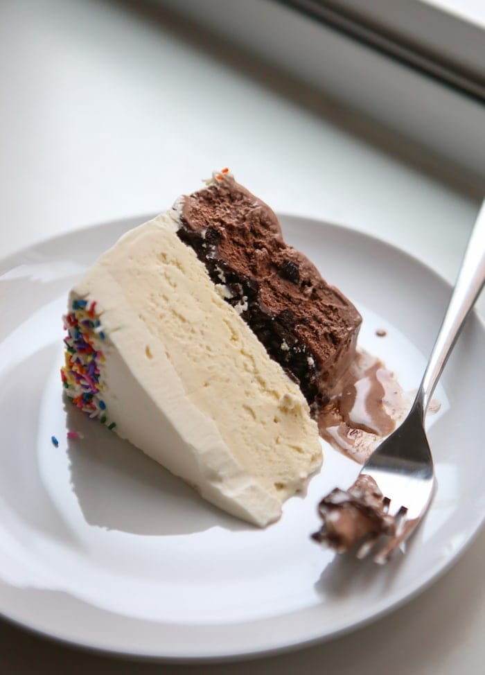 slice of ice cream cake on a plate