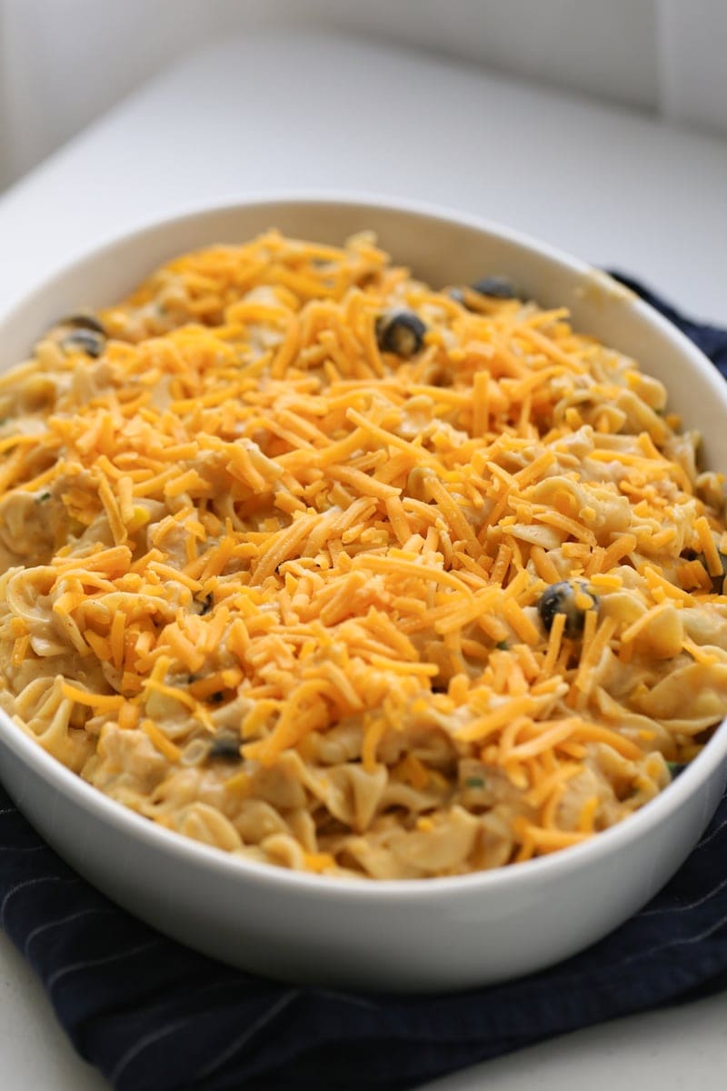 Cheese on top of casserole