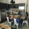 Brennan family sitting at the table