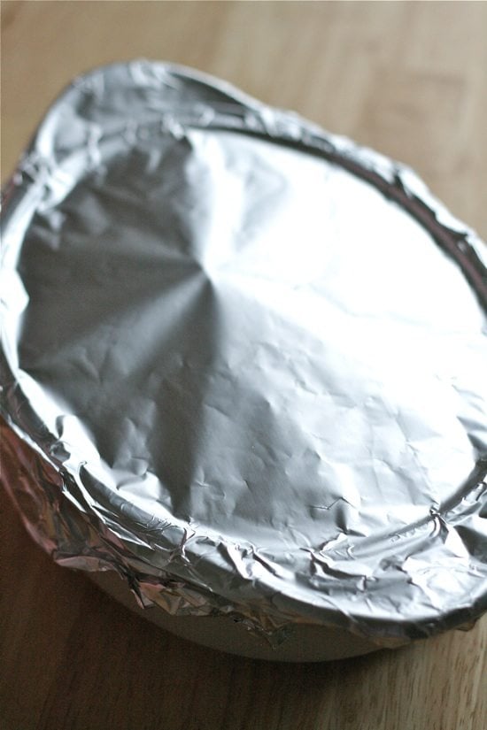 Covered baking dish with foil