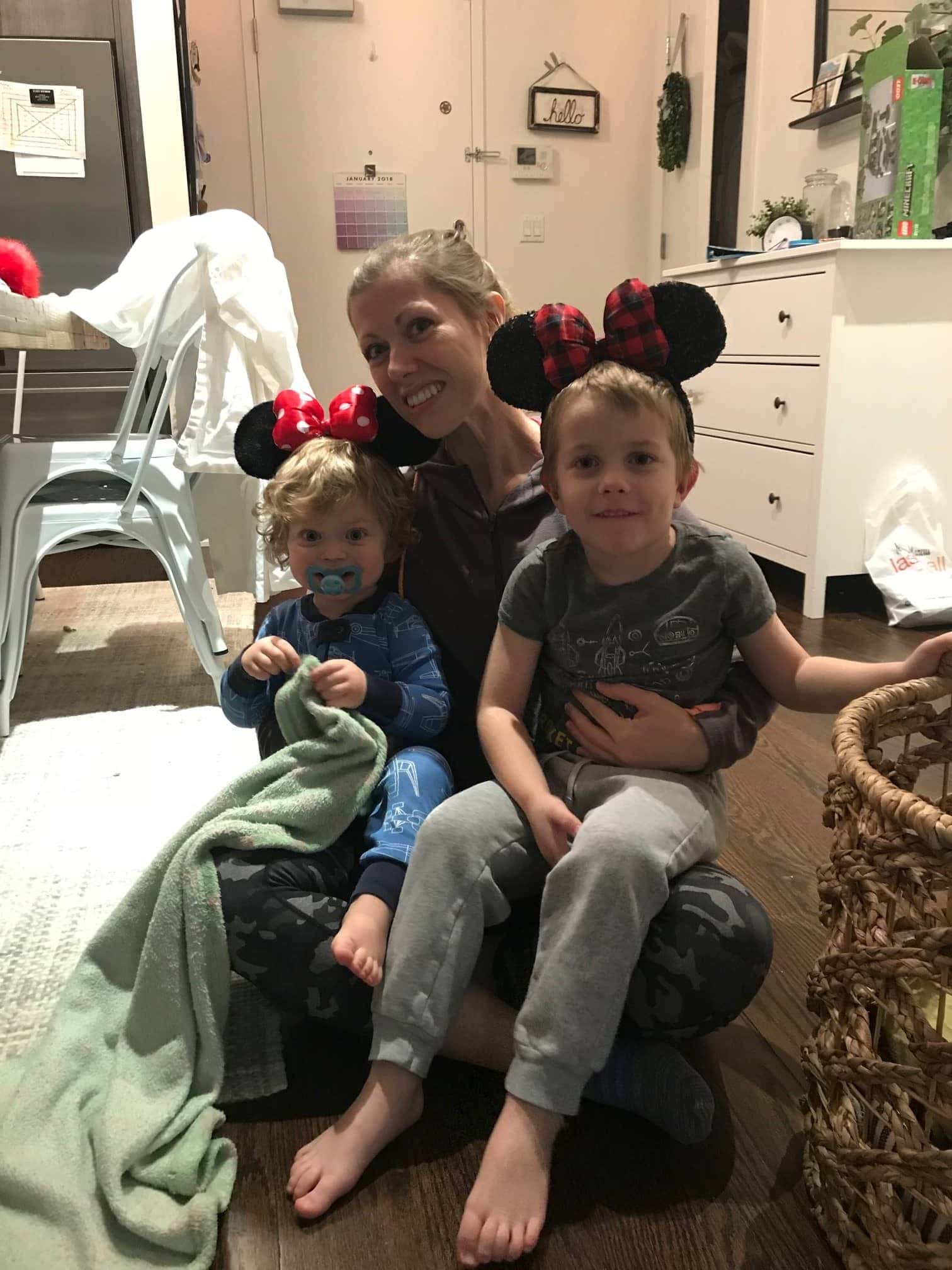 Lauren Eddie and Blake with mini mouse ears on