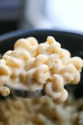 scoop of instant pot mac and cheese