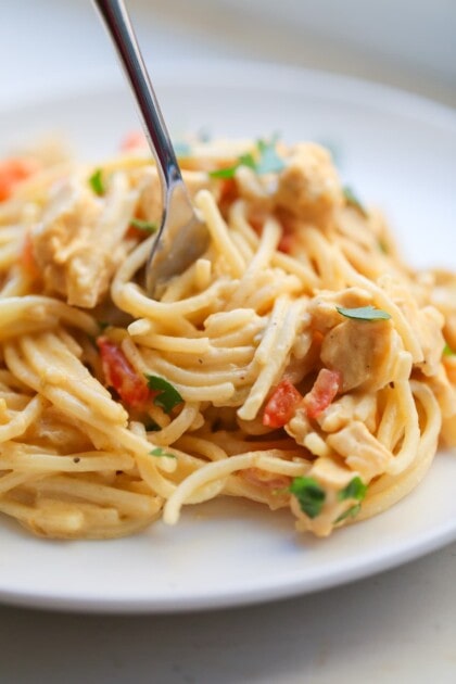 Cheesy Chicken Spaghetti Recipe - Lauren's Latest