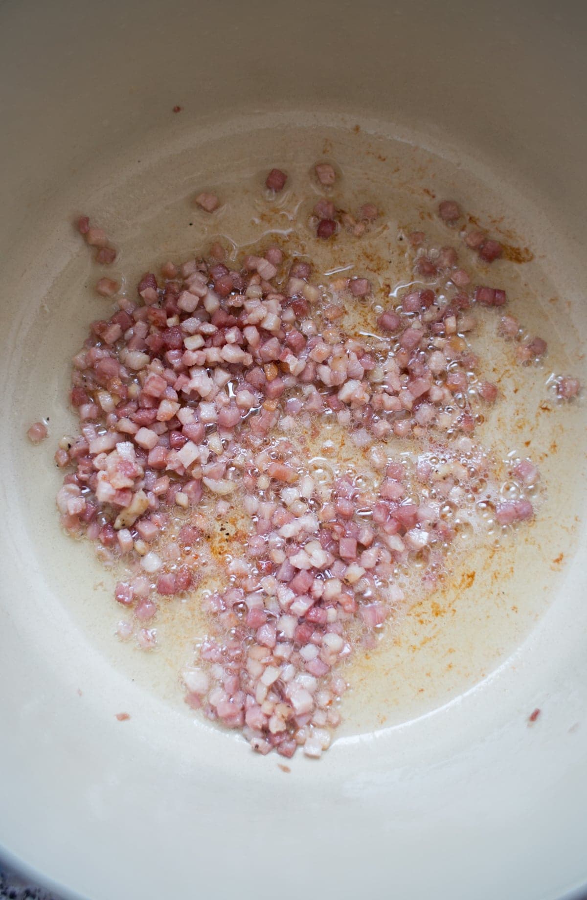 Cooking Pancetta in large pot
