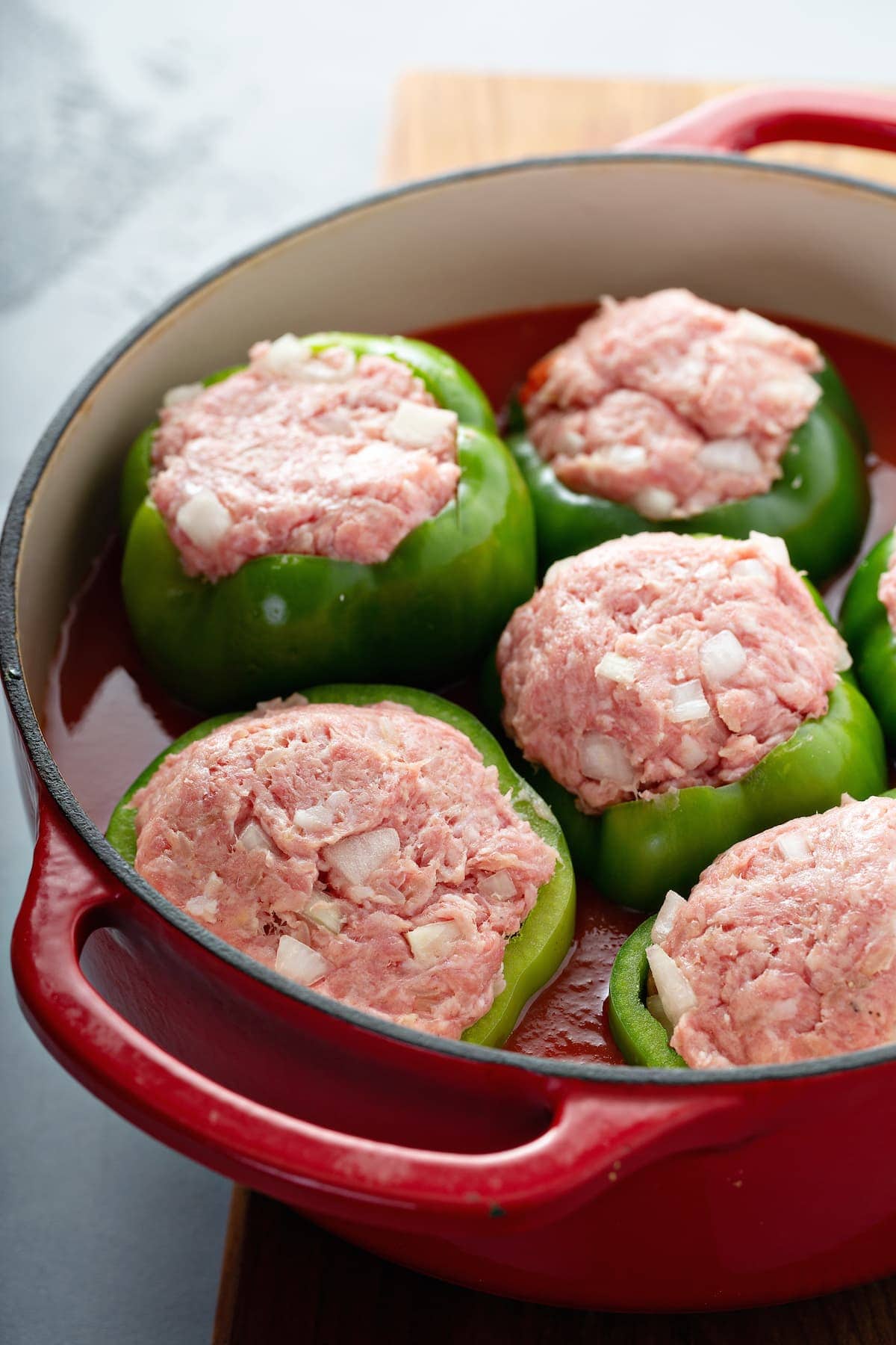 Uncooked stuffed peppers