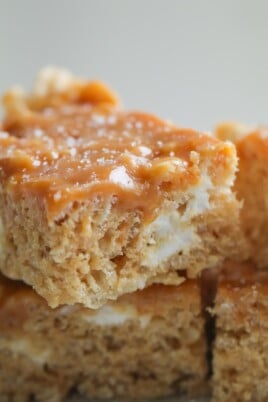 Salted Caramel Peanut Butter Rice Krispie Treats - Lauren's Latest