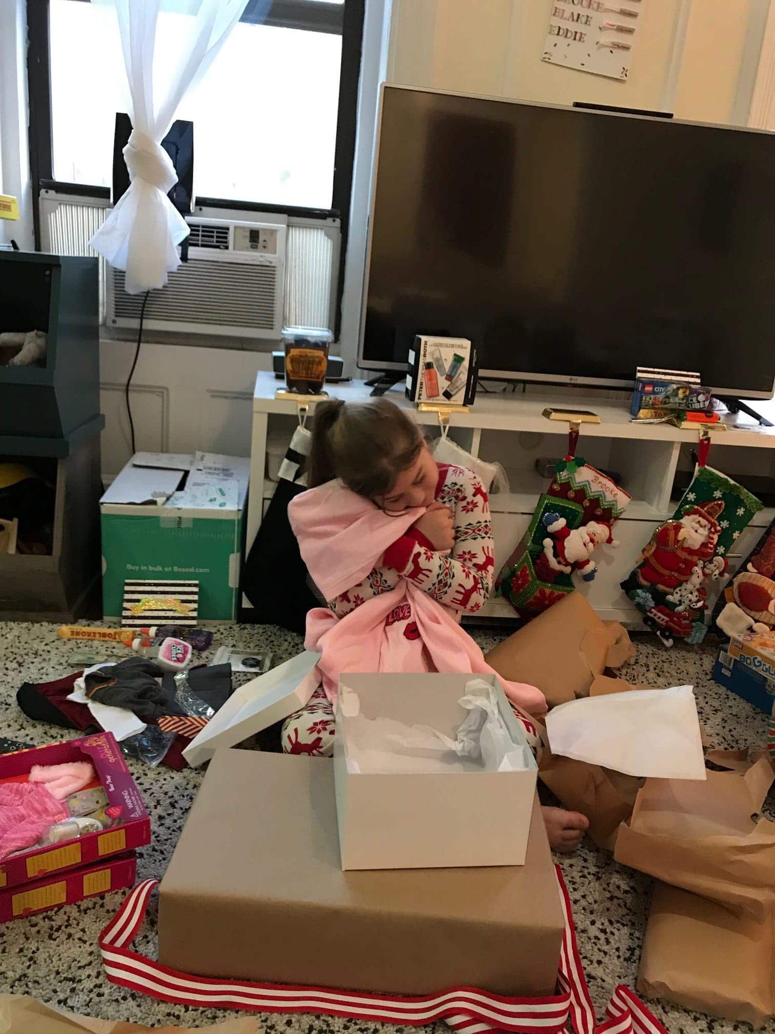 Kids opening presents