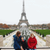 Lauren and the kids in front of the Eiffel Tower