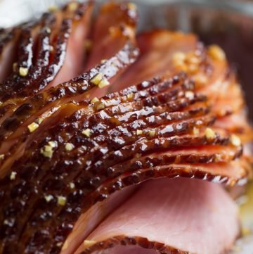 Baked ham close-up