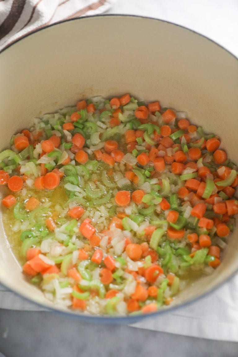 Onions, Celery and Carrots cooking