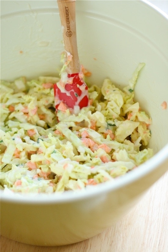 A bowl filled with coleslaw