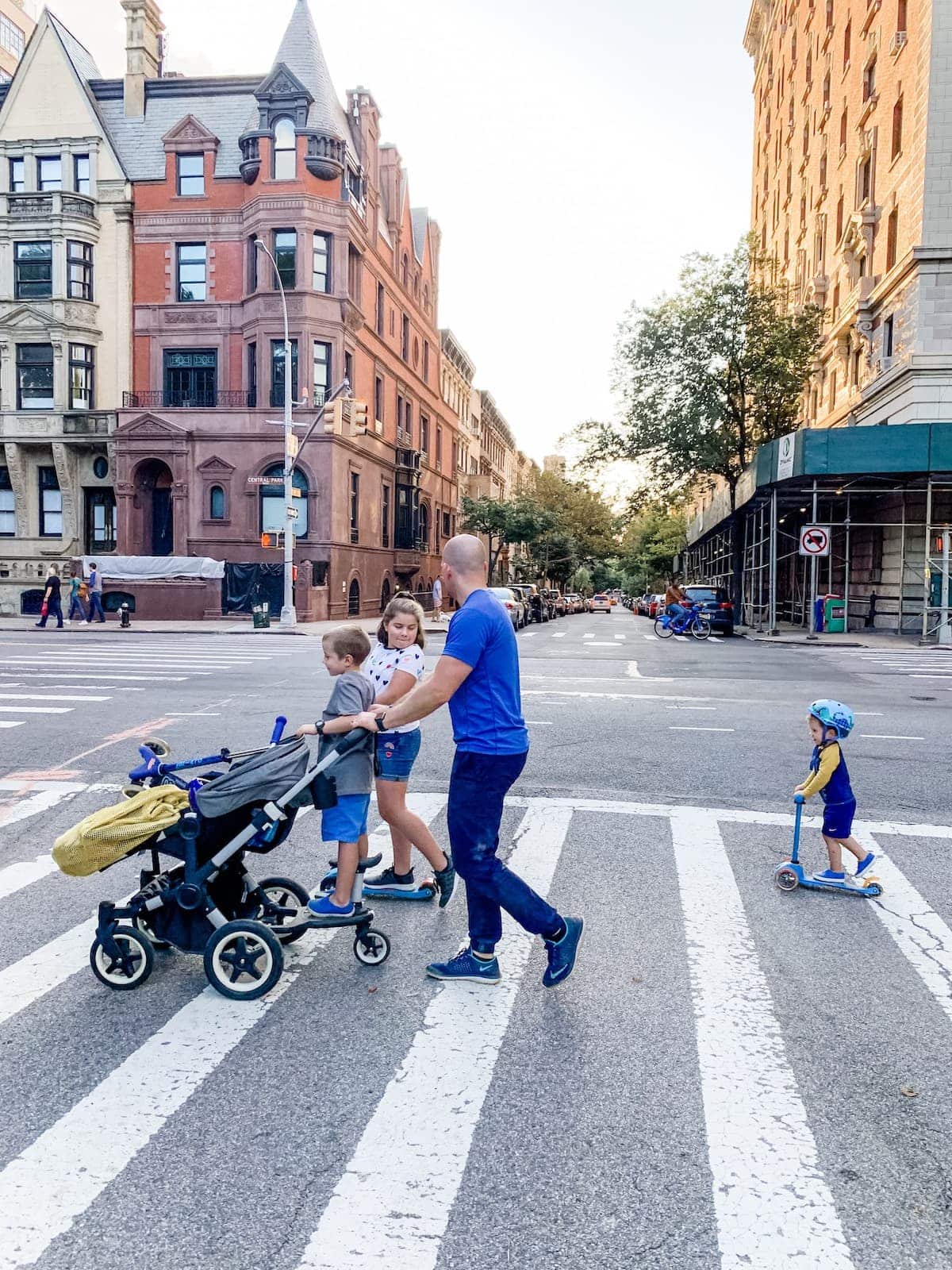 Gordon and the kids crossing the street