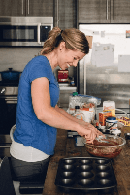 Lauren preparing food in a kitchen