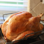 roasted turkey in roasting pan