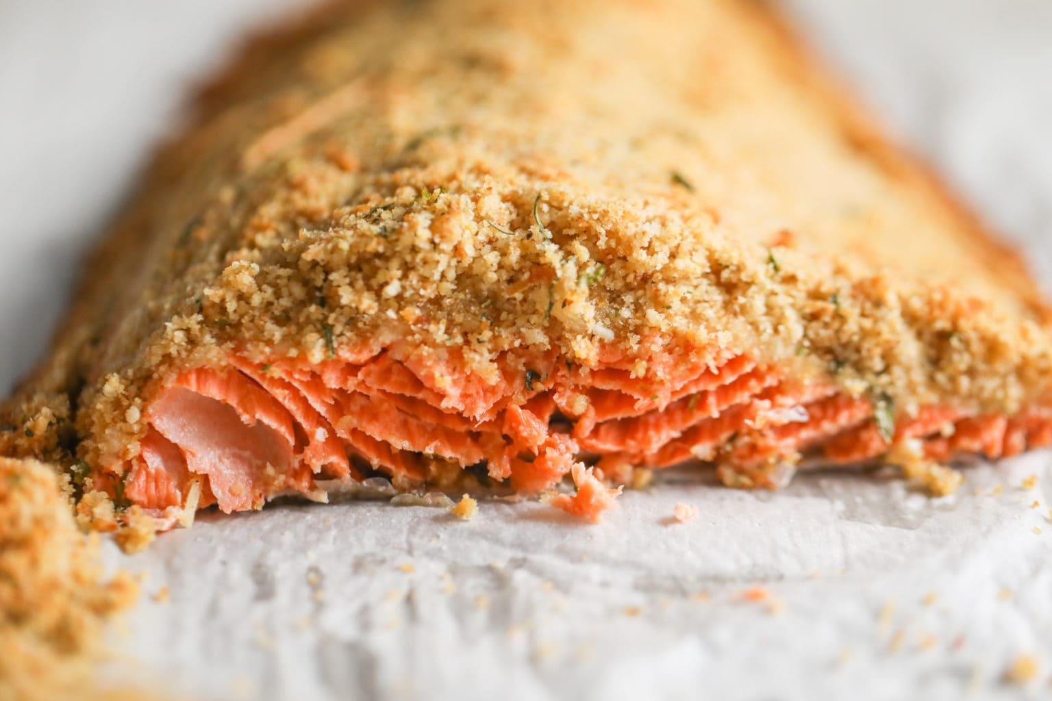 Oven Baked Salmon with Garlic Butter Bread Crumbs Recipe