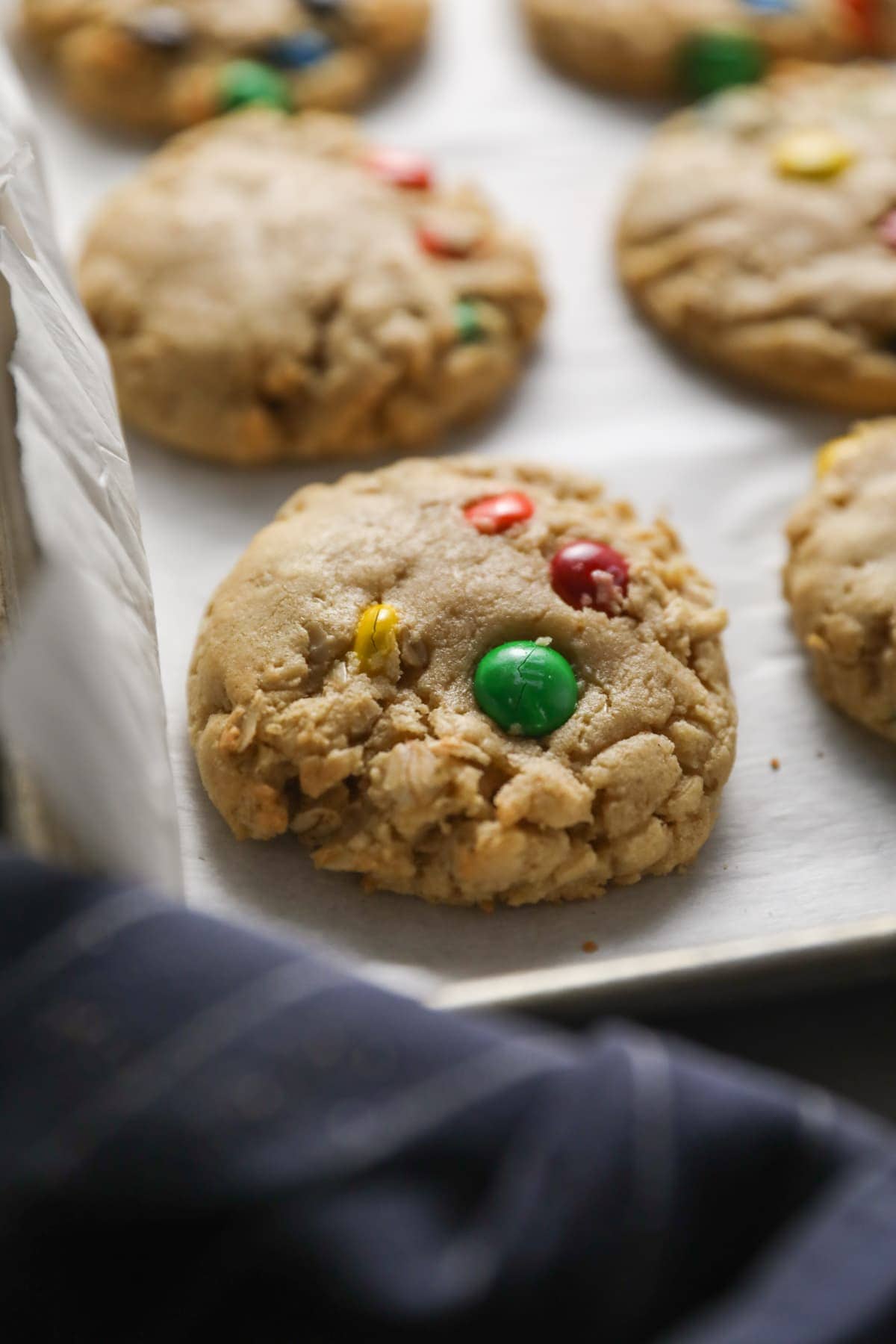 Monster Cookies on a baking sheet