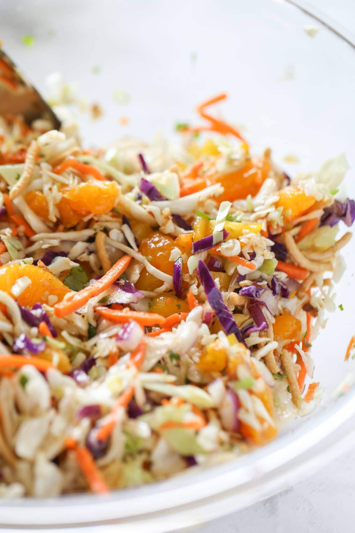 chinese cabbage salad in bowl close up