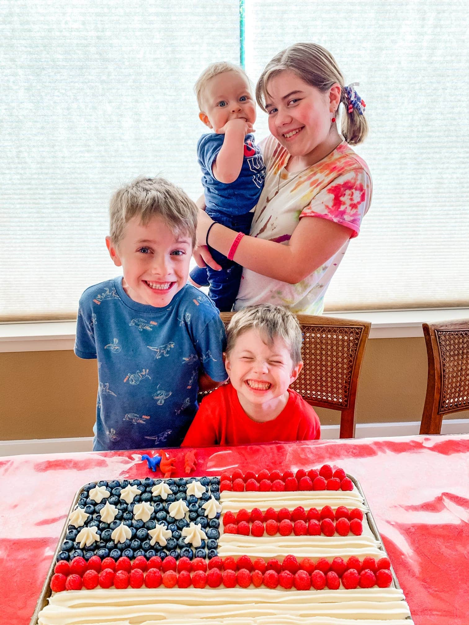 Lauren's kids with flag cake