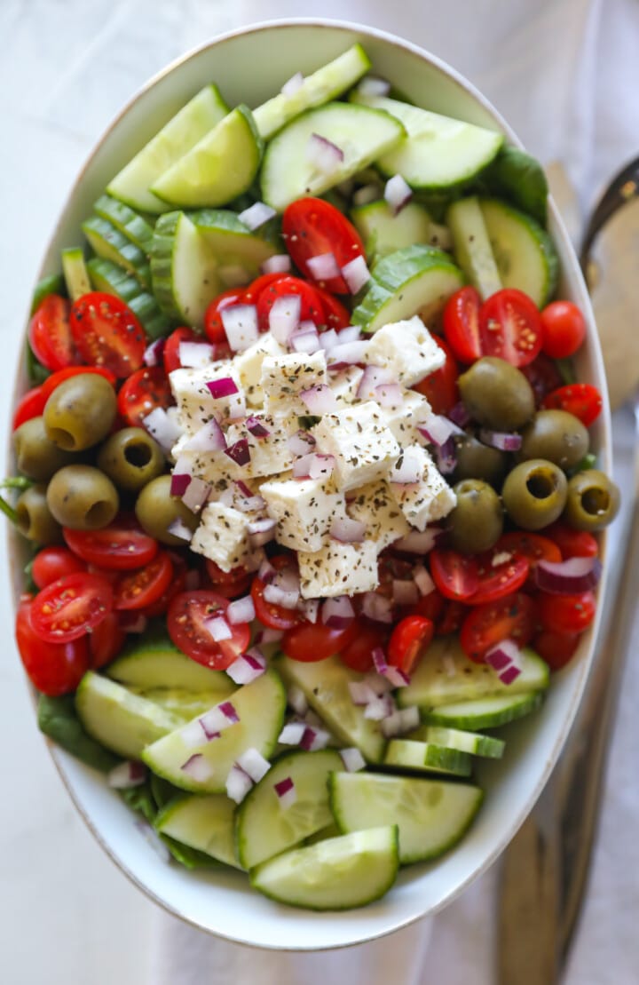 Amazing Greek Salad with Homemade Dressing - Lauren's Latest