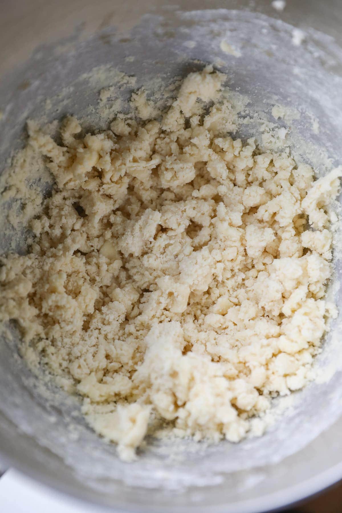 shortbread dough in mixing bowl