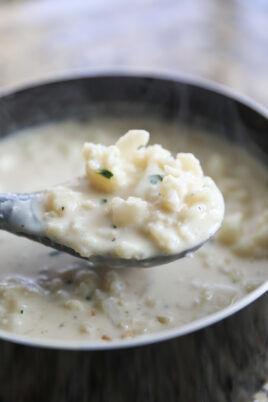 ladle of cauliflower soup