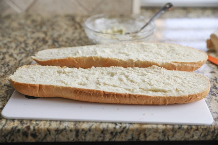 french bread sliced in half