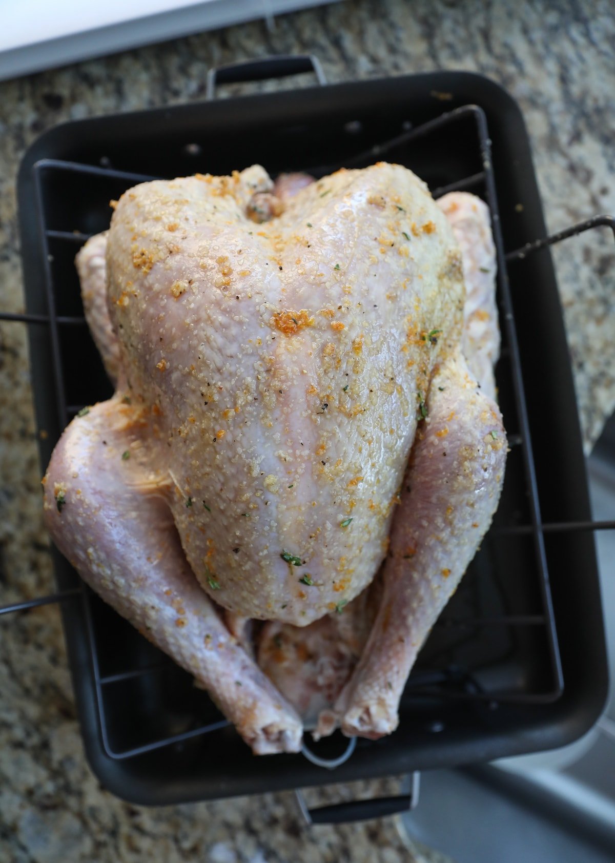 turkey with rubbed with dry brine