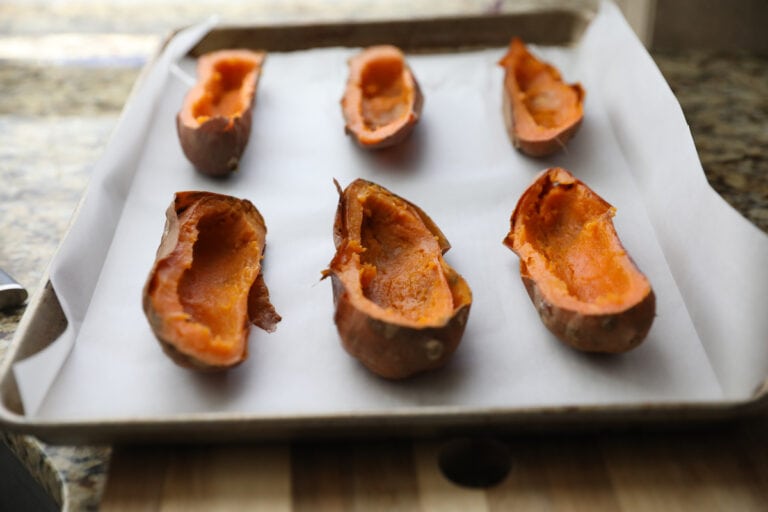 scooped out sweet potato skins