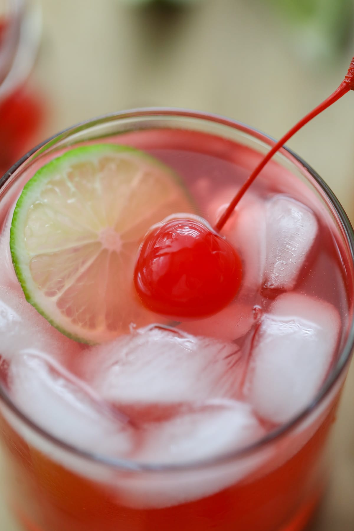 close up shot of holiday mocktail with ice