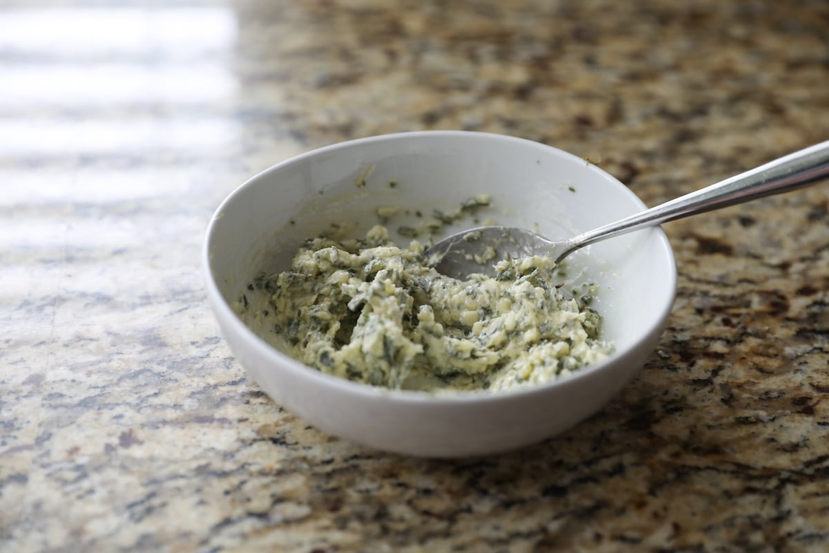 herb butter in white bowl