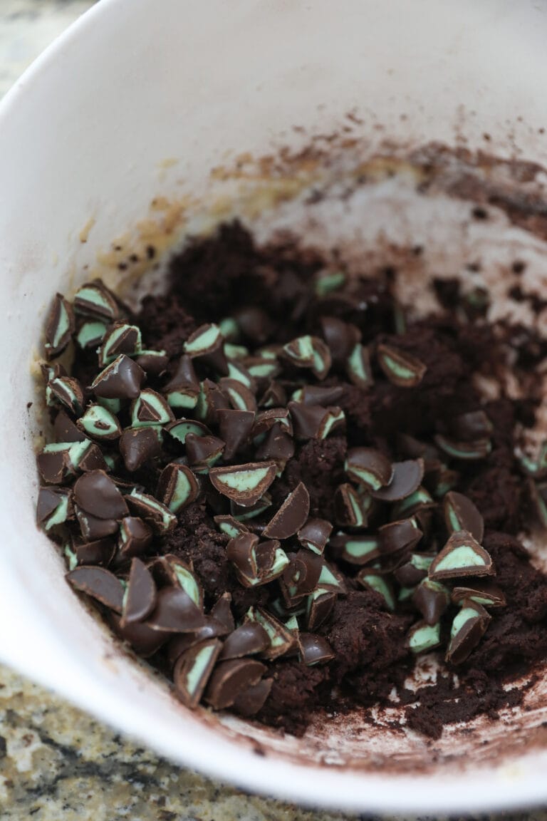 mint truffle kisses in cookie dough