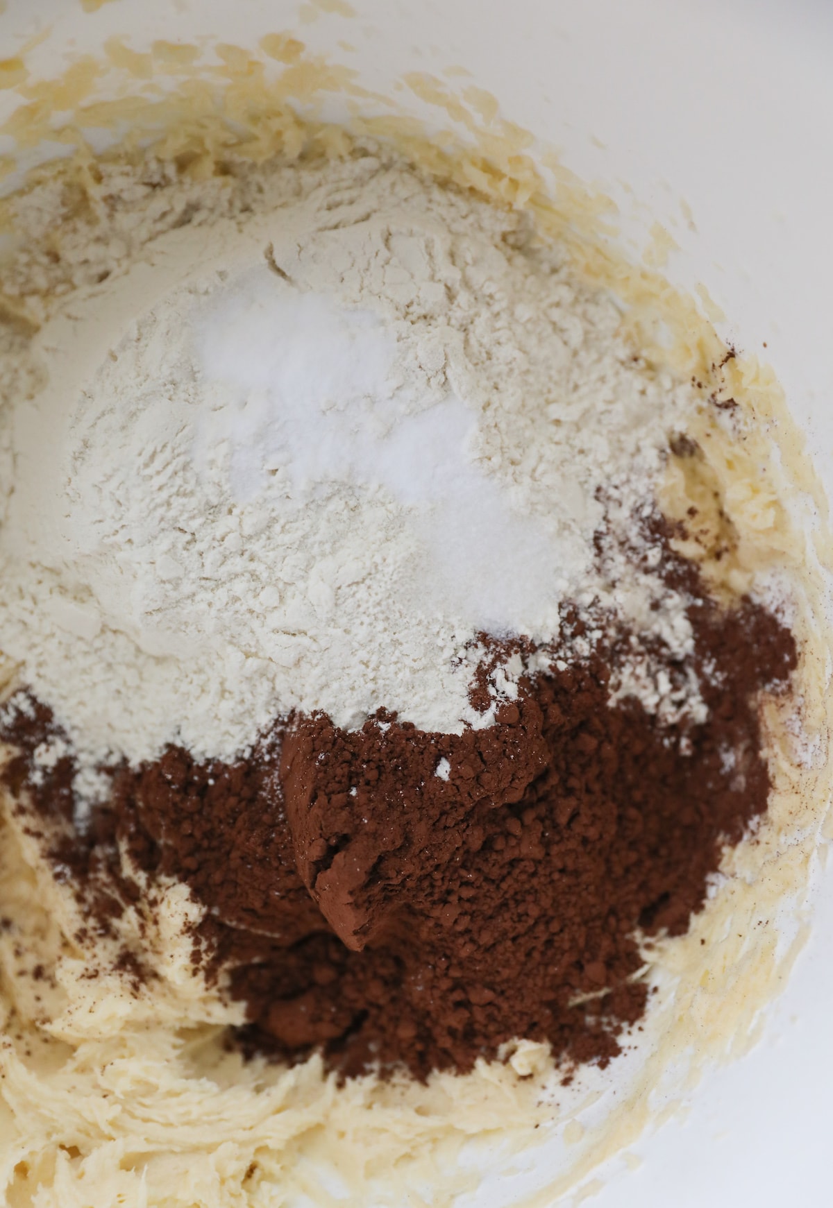 dry ingredients added to cookie dough