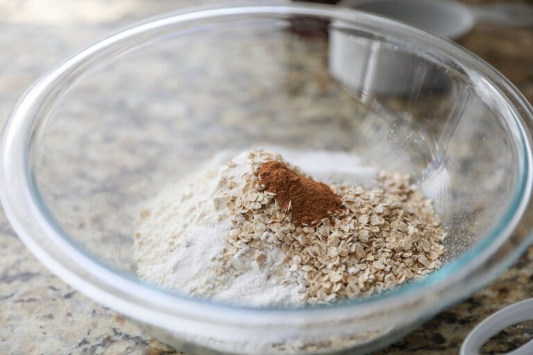 dry ingredients in glass bowl