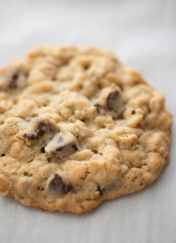 oatmeal chocolate chip cookies on baking sheet