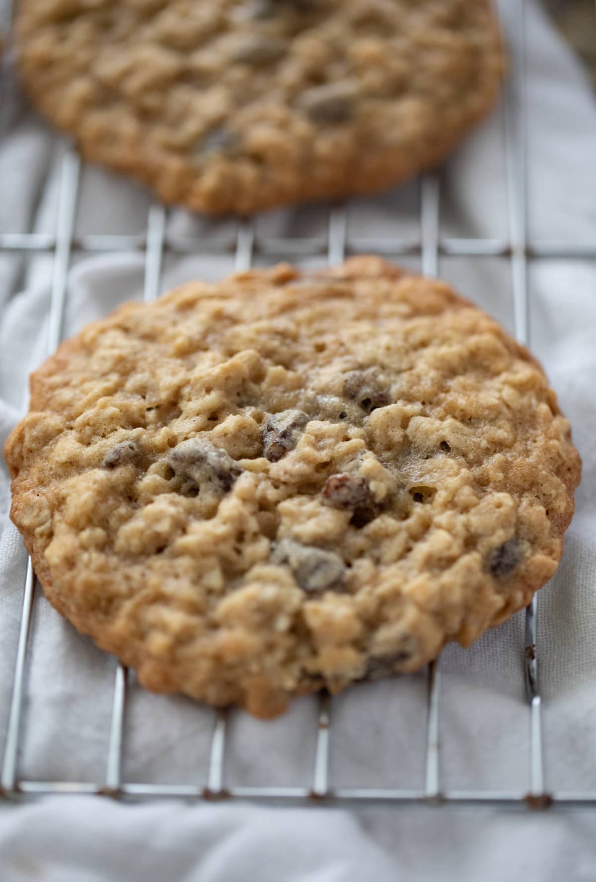 oatmeal raisin cookie on cooling rack