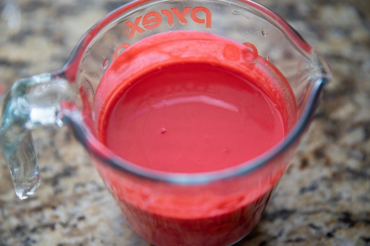 liquid measuring cup with wet ingredients