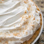 coconut cream pie on counter