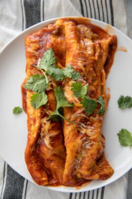 two beef enchiladas on plate