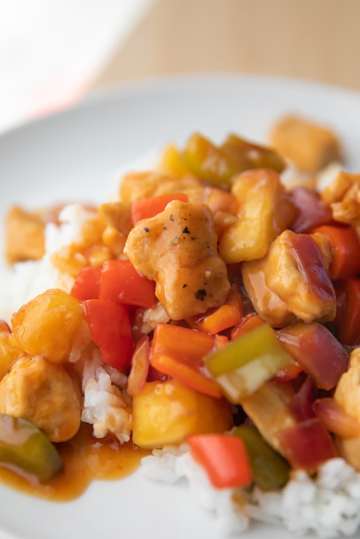 sweet and sour chicken on plate