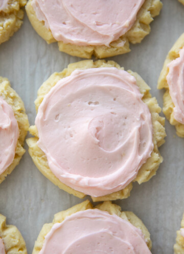 iced swig sugar cookies on pan