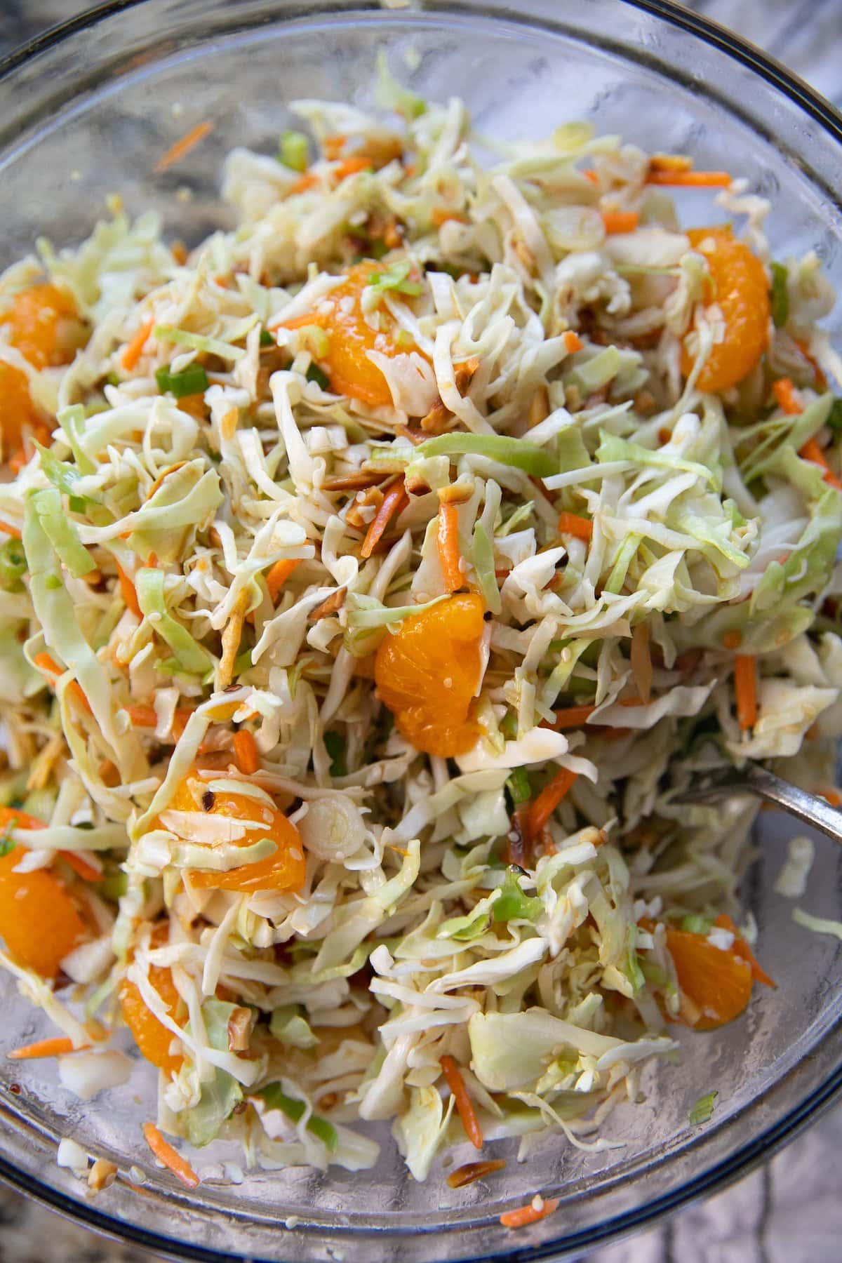 sesame ginger salad in a bowl