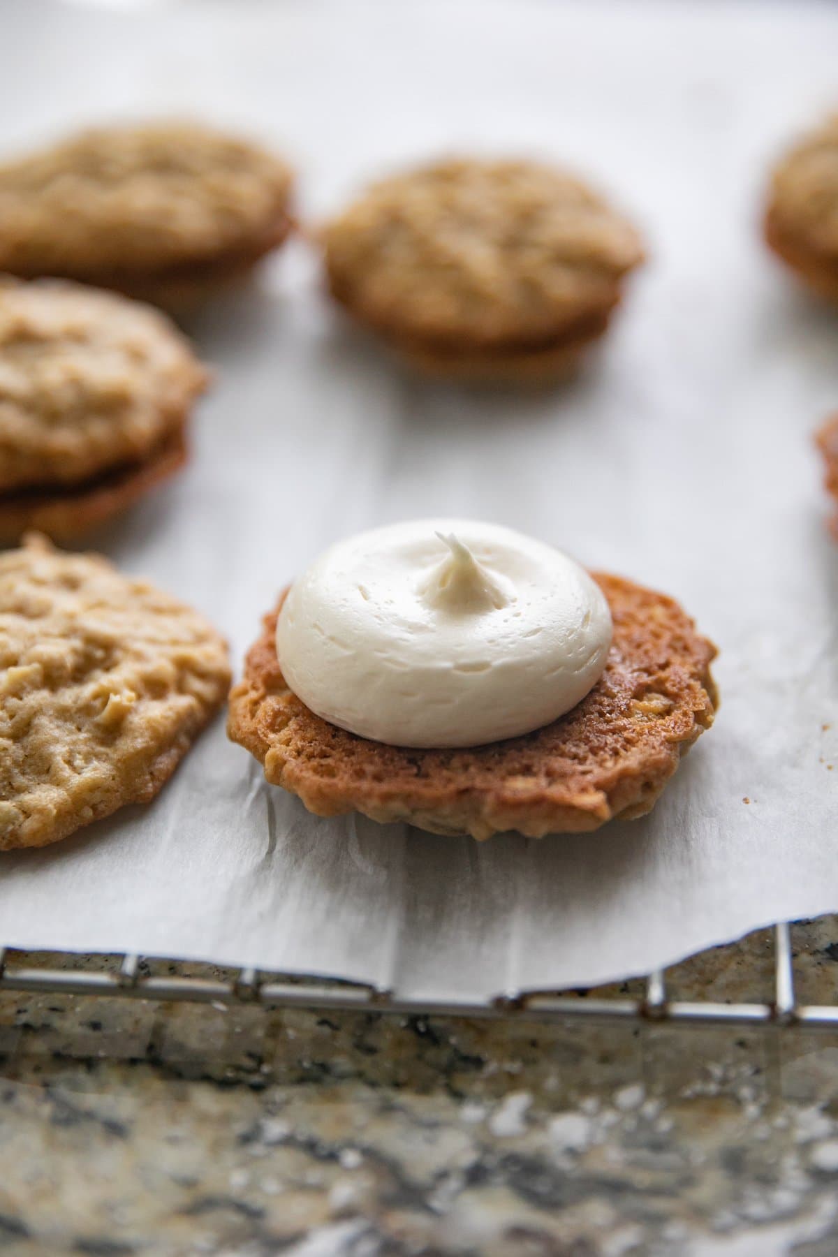 oatmeal cookie with marshmallow frosting