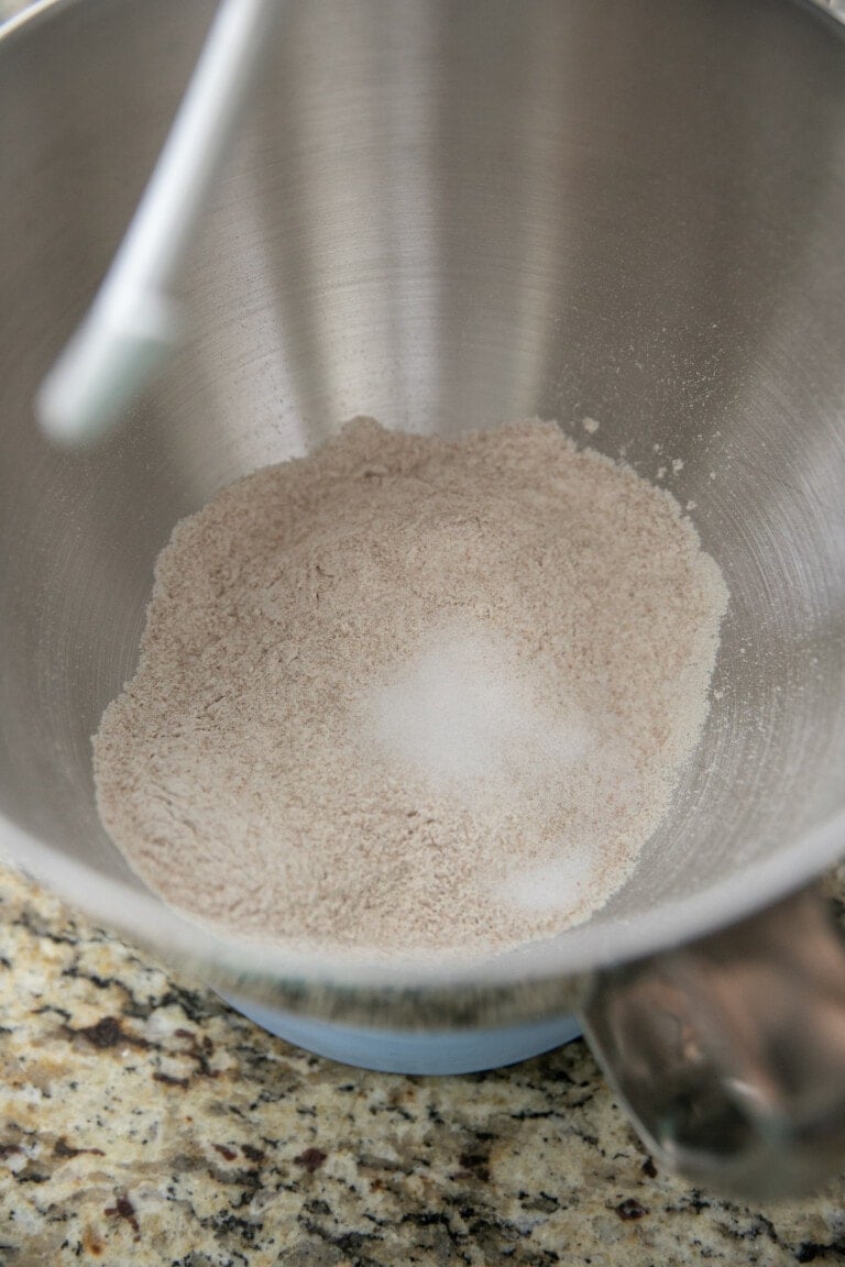 dry ingredients in a stand mixer bowl