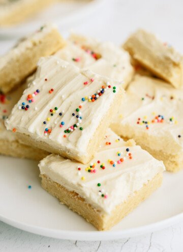 sugar cookie bars stacked on top of each other